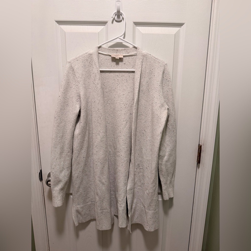 Loft Outlet Cream Confetti Speckled Open Front Cardigan Sweater Mens Small‎